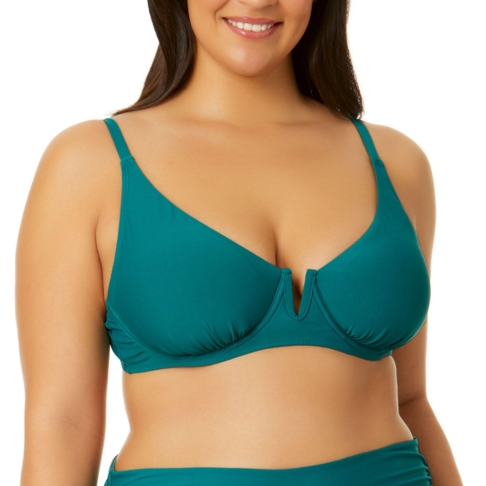 Anne Cole Limited Edition Ladies Swim V-Wire Bikini Top and Shirred Bottoms